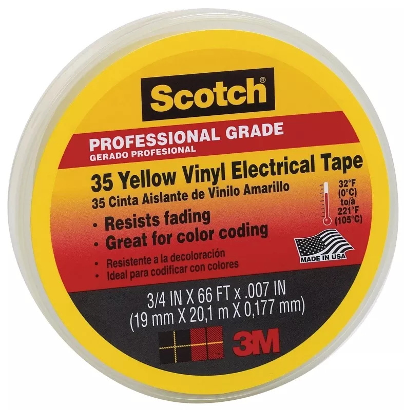 #35 Yellow 3/4 In. X 66 Ft. Electrical Tape For Color Coding
