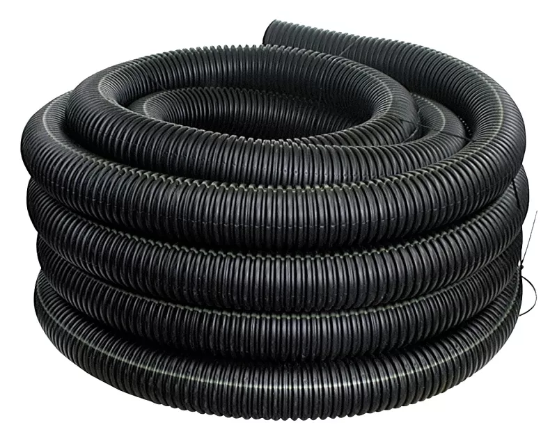 Poly Drainage Tube, Corrugated, Solid, 3 In. x 100 Ft.