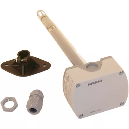 Siemens QFM3100 Duct RH Sensor, 0-10Vdc, 0-100% RH, Adjustable Probe