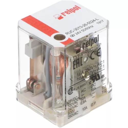 Sprecher + Schuh RUC-3013-26-5024-L Square Base Relay 10A 3PDT LED 24VAC